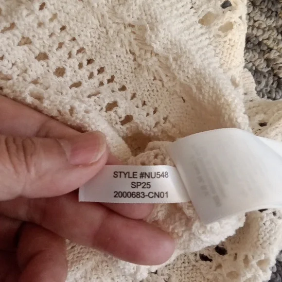 Madewell Scalloped Trim Sweater Croche Baloon Sleeves 2025 Womens Small - Picture 7 of 11